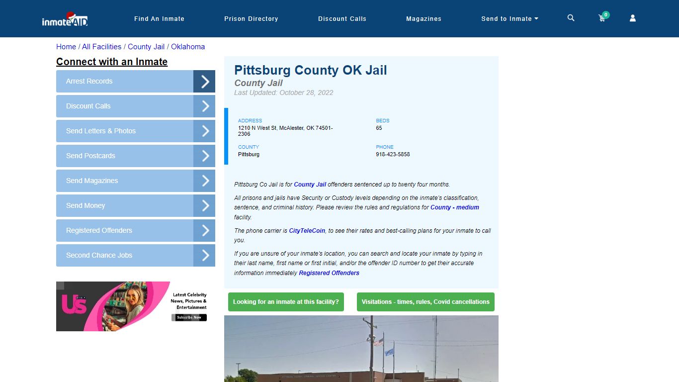 Pittsburg County OK Jail - Inmate Locator - McAlester, OK